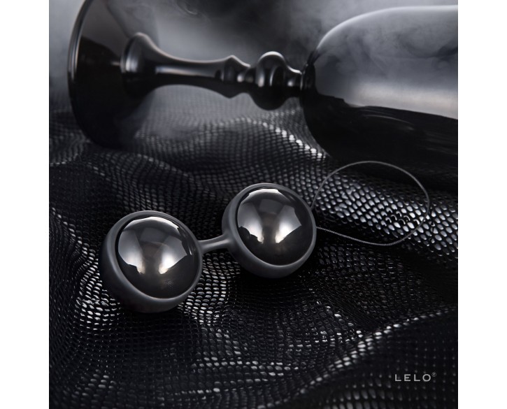 Вагінальні кульки LELO Luna Beads Noir Black, зміщений центр ваги, діаметр 2,9 см, 2х37 г