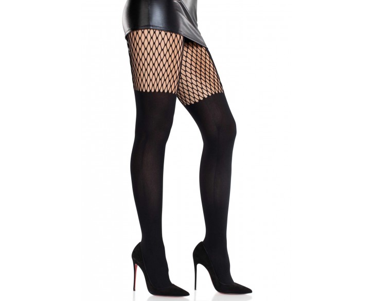 Колготки Leg Avenue Garter Illusion Tights with Net Detail One Size Black