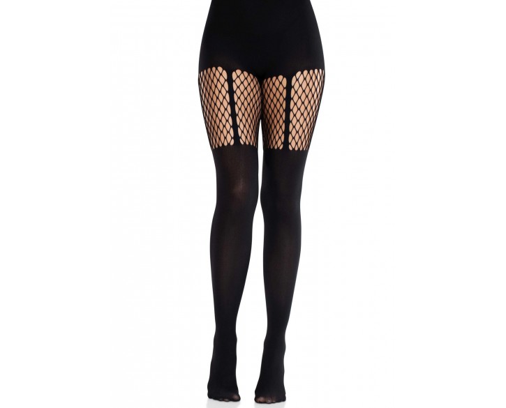 Колготки Leg Avenue Garter Illusion Tights with Net Detail One Size Black