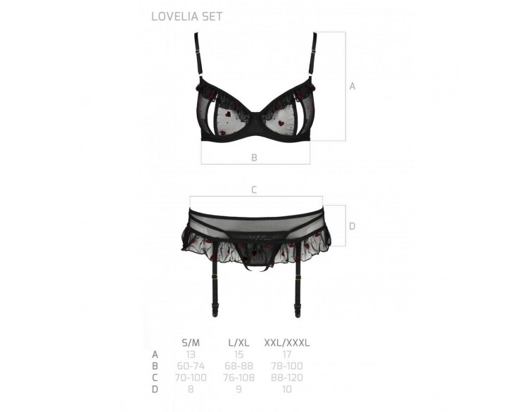 Сексуальний комплект з поясом для панчіх LOVELIA SET black XXL/XXXL - Passion