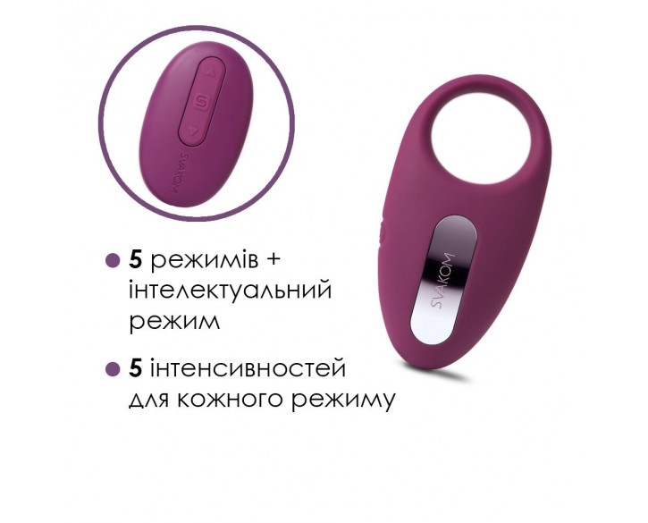 Ерекційне кільце з вібрацією та пультом ДК Svakom Winni Violet