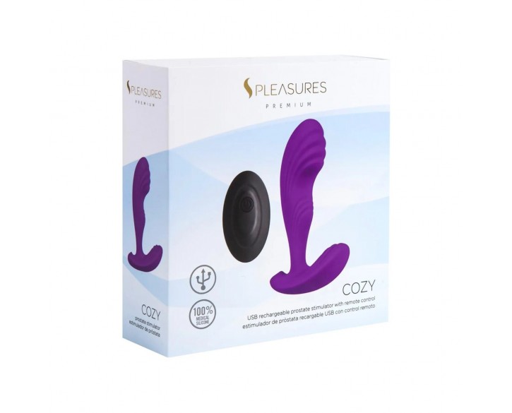 Вібромасажер простати S Pleasures Premium Cozy, Purple, з рельєфною головкою, 10 режимів