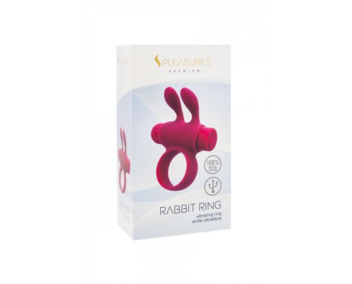 Ерекційне віброкільце S Pleasures Premium Rabbit Ring, рожеве, зі знімною віброкулею та вушками