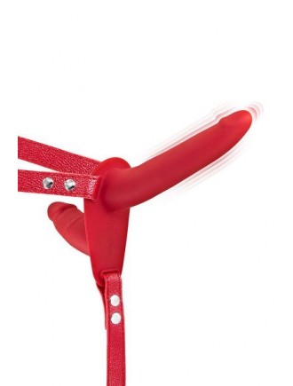 Подвійний страпон з вібрацією Fetish Tentation Vibrating Strap-On with Double Dildo Red