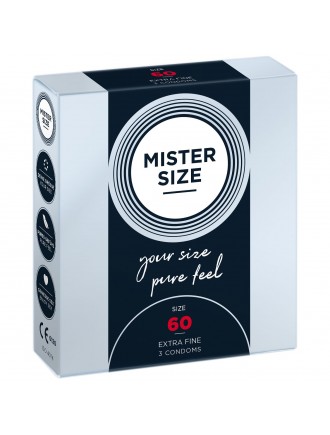 Презервативи Mister Size - pure feel - 60 (3 condoms), товщина 0,05 мм