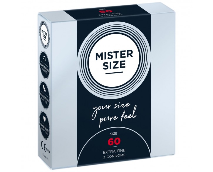 Презервативи Mister Size - pure feel - 60 (3 condoms), товщина 0,05 мм