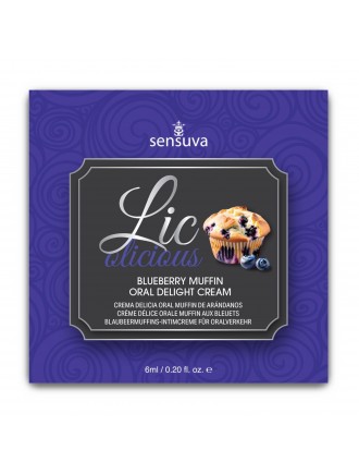 Пробник гелю для мінету Sensuva Lic-o-licious Blueberry Muffin (6 мл), оліїстий, без цукру