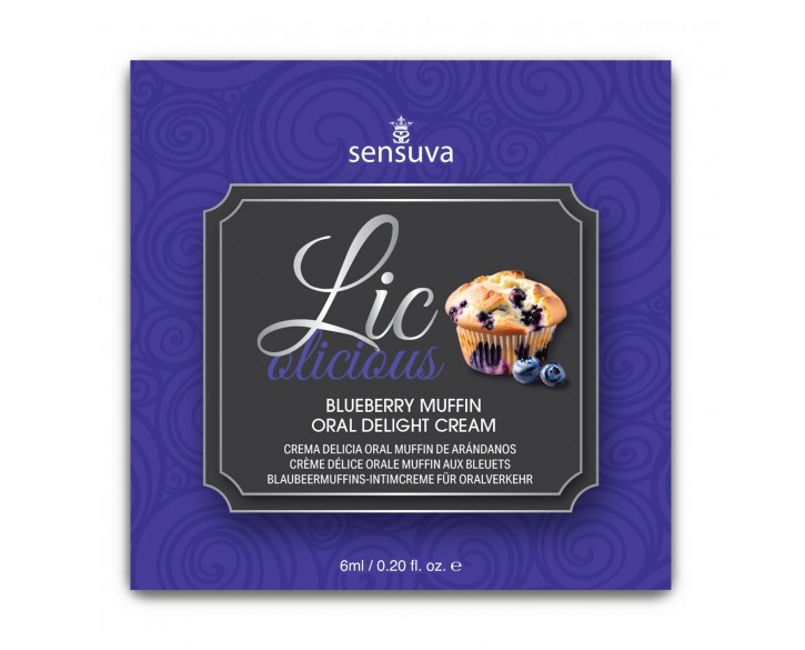 Пробник гелю для мінету Sensuva Lic-o-licious Blueberry Muffin (6 мл), оліїстий, без цукру