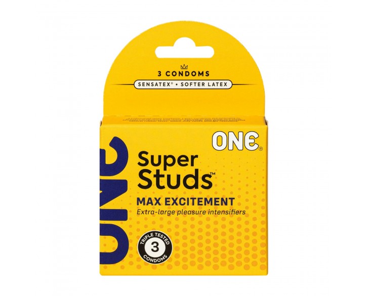 Презервативи ONE Super Studs 3 шт, картонна коробка