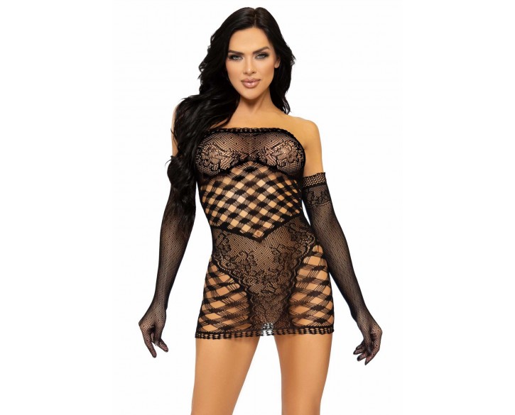 Leg Avenue 2 PC Tube dress and gloves OS Black