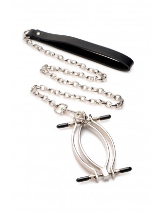 Затискач для статевих губ з повідцем Master Series Pussy Tugger Adjustable Vagina Clamp with Chain