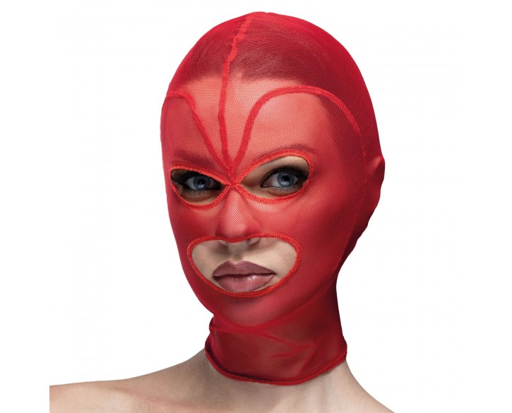 Маска серце сітка з відкритим ротом та очима Feral Feelings - Hearts Mask Red/Red