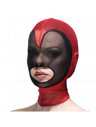 Маска серце сітка з відкритим ротом Feral Feelings - Hearts Mask Red/Black