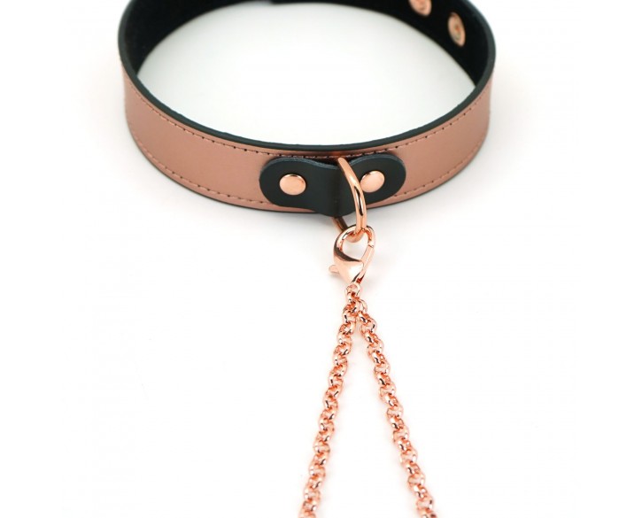 Нашийник із затискачами для сосків Liebe Seele Rose Gold Memory Collar with Nipple Clamps