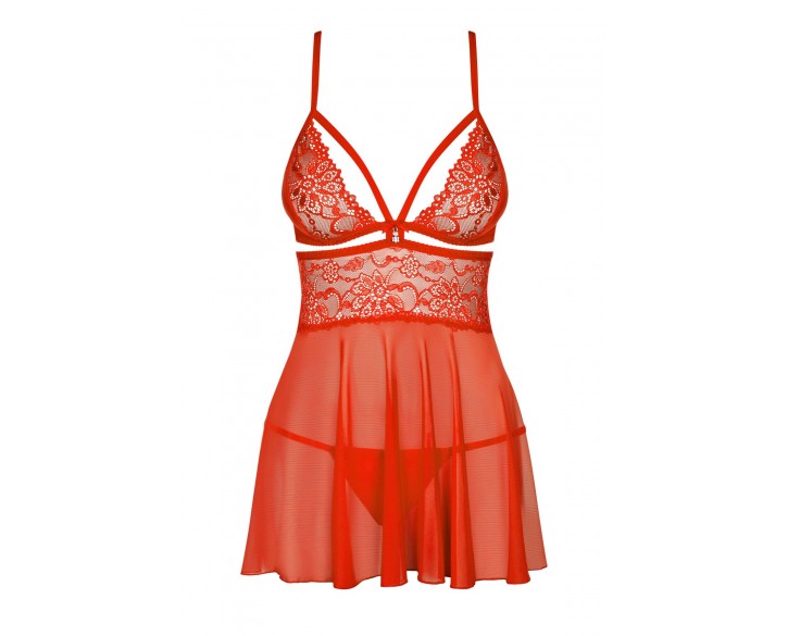 (SALE) Бебі-дол Obsessive 838-BAB-3 babydoll & thong red S/M