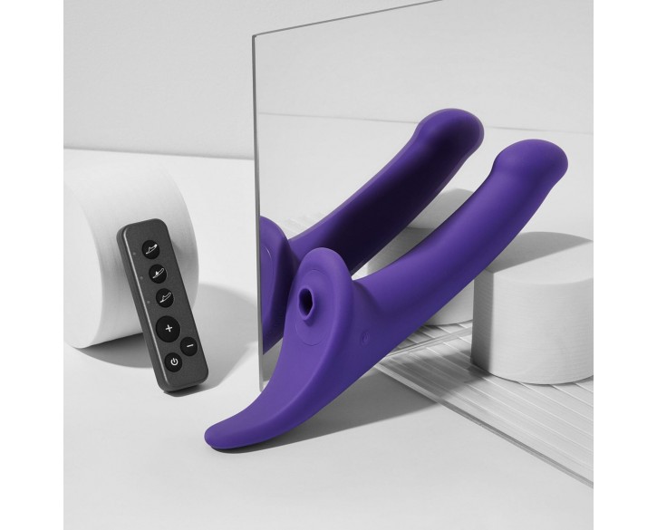 Вібронасадка для страпону з вакуумною стимуляцією Strap-On-Me Multi Orgasm Dildo S Purple