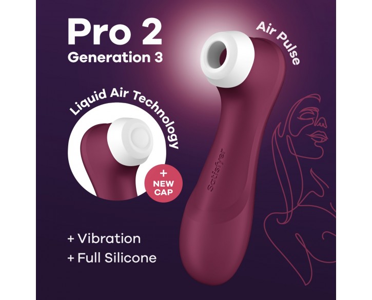 Вакуумний кліторальний стимулятор Satisfyer Pro 2 Generation 3 with Liquid Air Wine Red