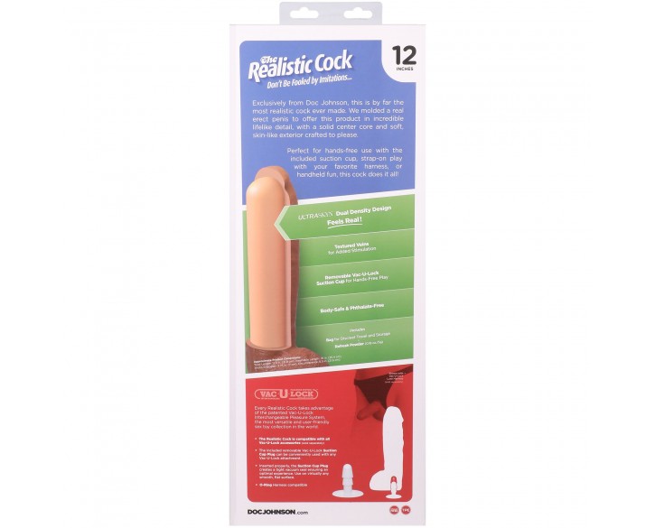 Фалоімітатор Doc Johnson The Realistic Cock ULTRASKYN - 12 Inch Hung with Balls Vanilla
