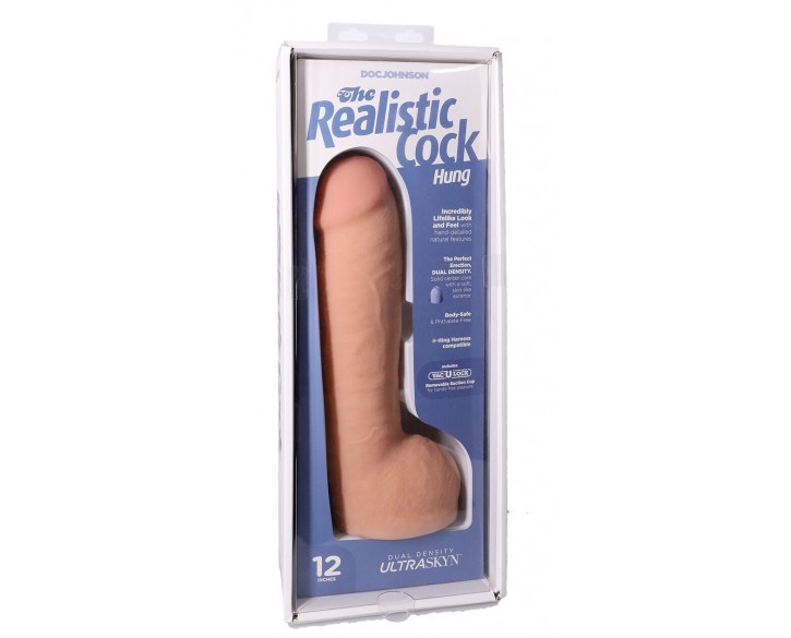 Фалоімітатор Doc Johnson The Realistic Cock ULTRASKYN - 12 Inch Hung with Balls Vanilla